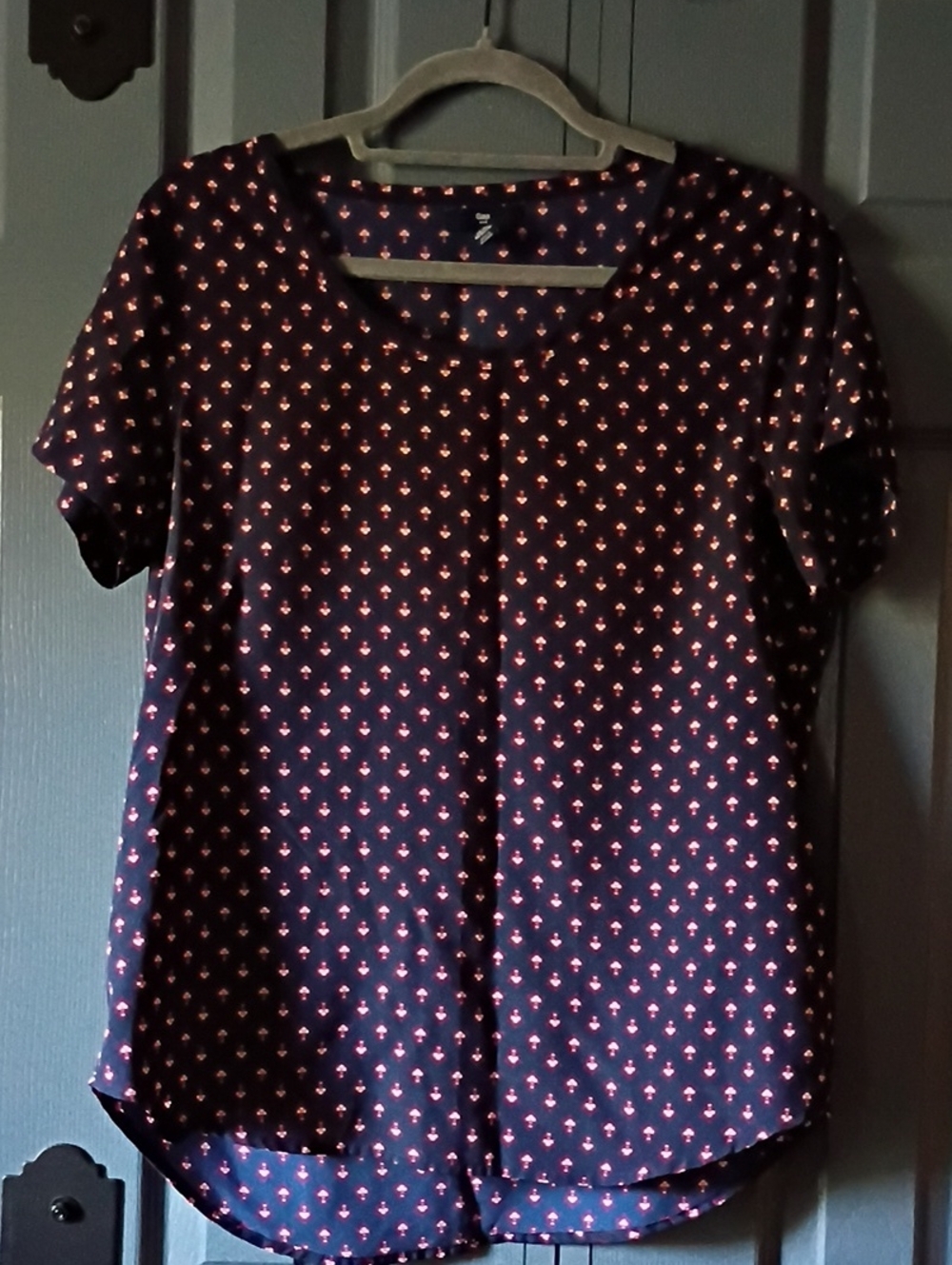 GAP Navy Short-Sleeve Scoop Neck Top with Pink Micro Floral